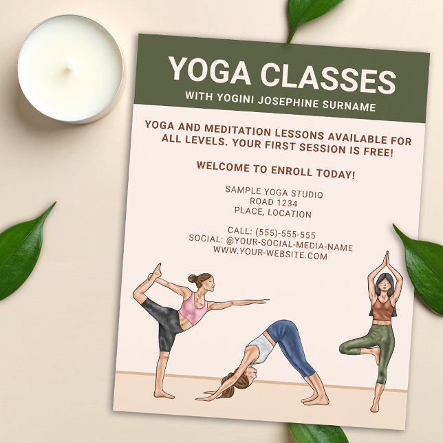 Yoga Classes Yoga Instructor Meditation Lessons Flyer (Creator Uploaded)