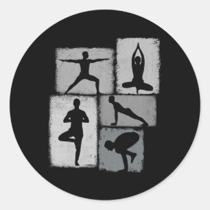 Yoga Collage Yogi Men Instructor Youth Classic Round Sticker