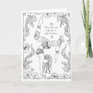 yoga colouring greeting card