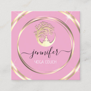Yoga Couch Therapist Mindfullness QR CODE Pink  Square Business Card