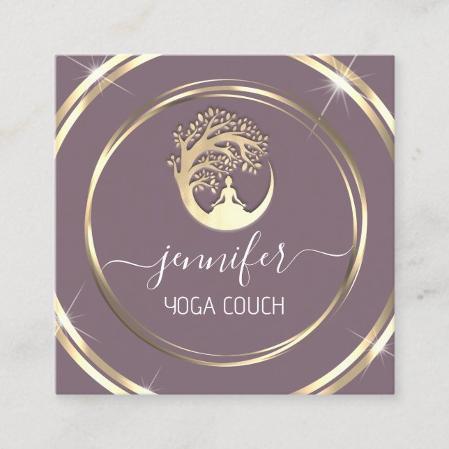 Yoga Couch Therapist Mindfullness QR CODE Smoky  Square Business Card (Front)