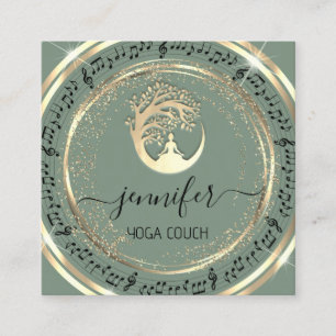 Yoga Couch Therapist Mindfullness QRCODEMusic Gold Square Business Card