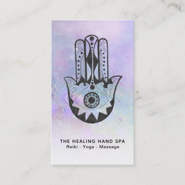 *~* Yoga - Craters of Moon Hamsa Hand of Fatima Business Card (Front)