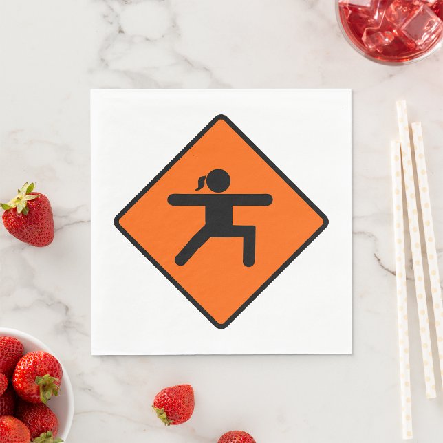Yoga Crossing Sign Warrior Pose Stick Figure  Napkin (Creator Uploaded)