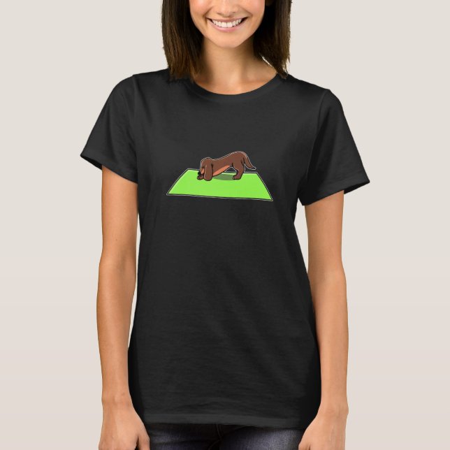 Yoga Dachshund Meditation Yoga Dog T-Shirt (Front)