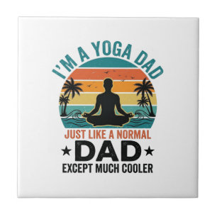 Yoga Dad Vintage Sunset Funny Father Shirt Design_ Ceramic Tile