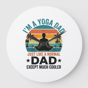 Yoga Dad Vintage Sunset Funny Father Shirt Design_ Large Clock