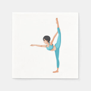 Yoga Dancer Pose Woman Stretching Napkin