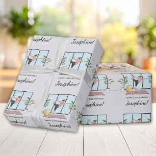 Yoga Dancer Pose Workout Woman Happy Birthday Wrapping Paper