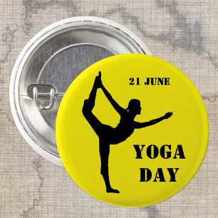 Yoga Day - 21 June - Celebrate with Exercise 3 Cm Round Badge