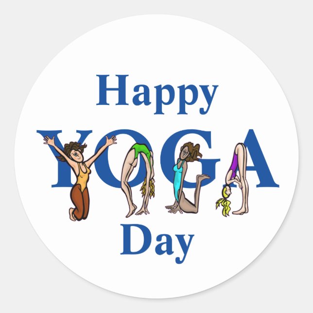 Yoga Day Stickers +  Women Positions Form Letters (Front)