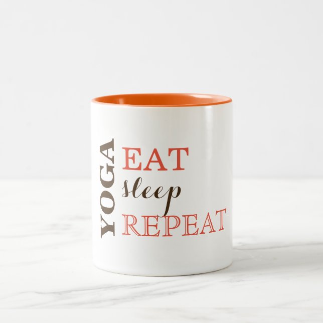 Yoga, Eat, Sleep, Repeat Two-Tone Coffee Mug (Center)