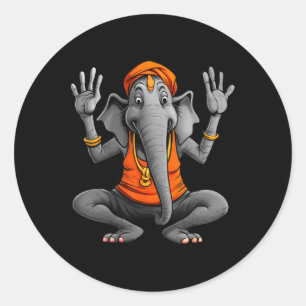 Yoga Elephant Classic Round Sticker