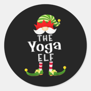 Yoga Elf Group Christmas Funny Pajama Party  Classic Round Sticker