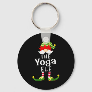 Yoga Elf Group Christmas Funny Pajama Party Key Ring