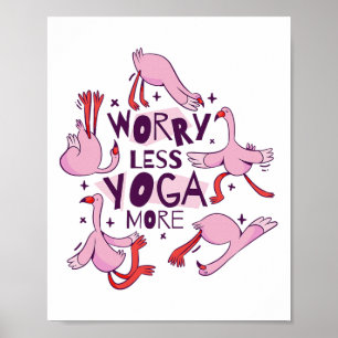 Yoga Exercise Flamingos Poster