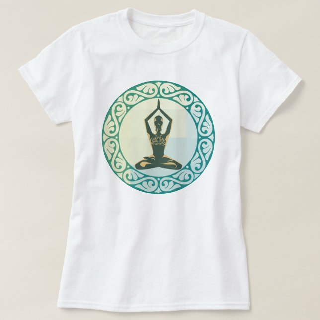 Yoga Exercise Sitting Pose Meditation  T-Shirt (Design Front)