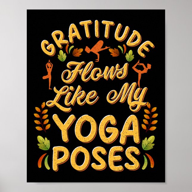 Yoga Fall Quote Autumn Poses Design  Poster (Front)
