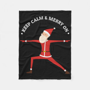 Yoga Fans Merry Christmas Stress Santa Meditation Fleece Blanket