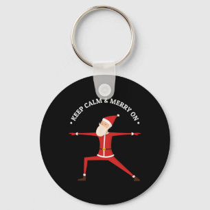Yoga Fans Merry Christmas Stress Santa Meditation Key Ring