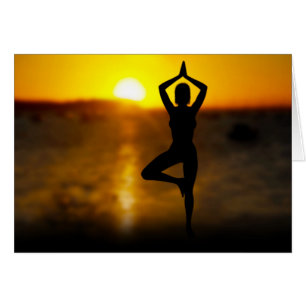 Yoga Female by the Ocean at Sunset Card