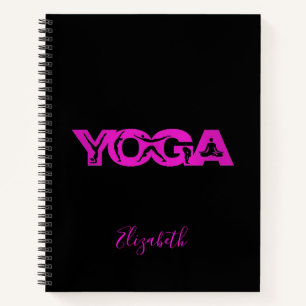 Yoga fitness black purple notebook