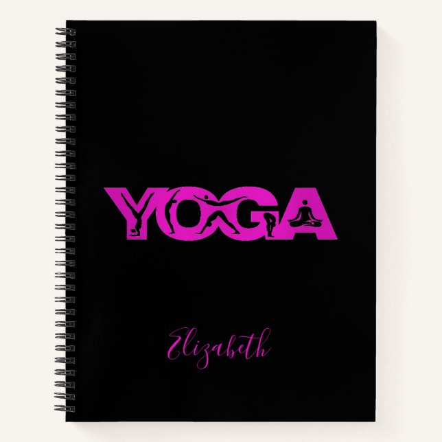 Yoga fitness black purple notebook (Front)