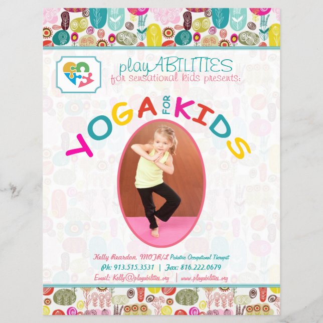 Yoga For Kinds Colourful Floral Flyer (Back)