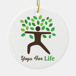 Yoga For Life, Warrior Pose, Tree Ceramic Tree Decoration