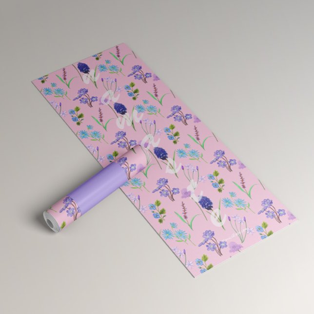 Yoga for women with delicate pink flowers yoga mat (Creator Uploaded)