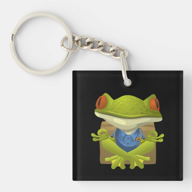 Yoga Frog Acrylic Keychain (Front)