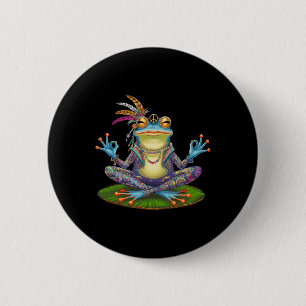 Yoga Frog Peaceful Peace Hippie  6 Cm Round Badge