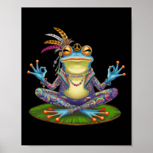 Yoga Frog Peaceful Peace Hippie Poster
