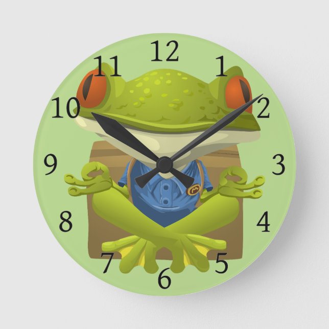 Yoga Frog Round Clock (Front)