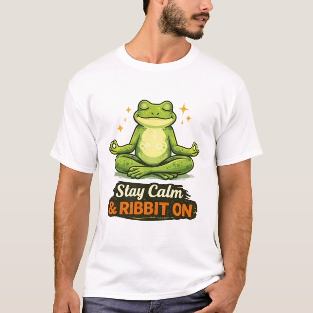 Yoga Frog "Stay Calm & Ribbit On" T-Shirt (Front)