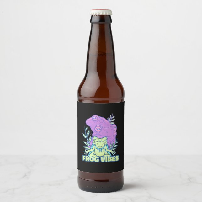 Yoga Frog Vibes Beer Bottle Label (Front)