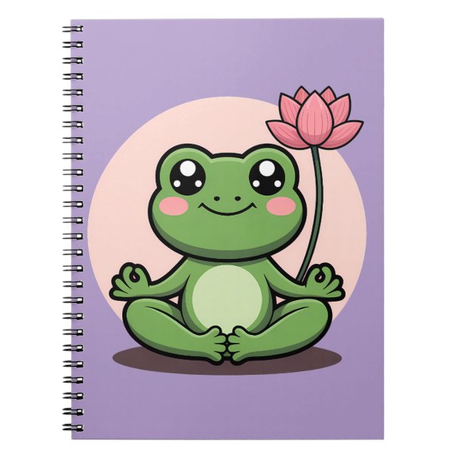 Yoga Frog With Lotus Notebook (Front)