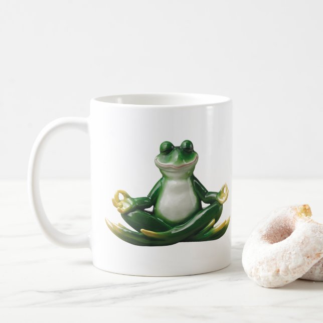 Yoga Frog, Yoga Gifts, Frog Gifts, Frog Coffee Mug (With Donut)