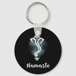 Yoga Ganesha Chakra Namaste Energy Lotus Karma Om Key Ring