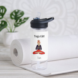 Yoga Girl Brown Hair Water Bottle
