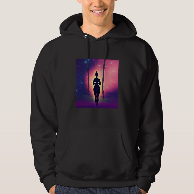 Yoga Girl Female Sun Salutation Meditation Chakra  Hoodie (Front)