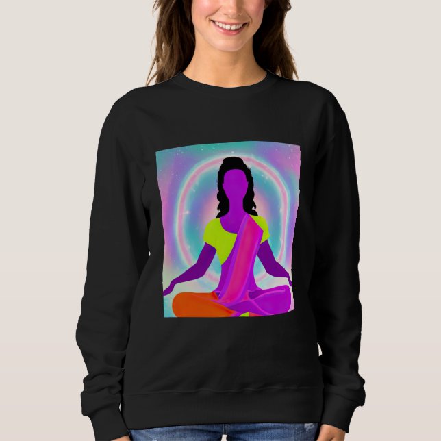 Yoga Girl Female Sun Salutation Meditation Chakra  Sweatshirt (Front)