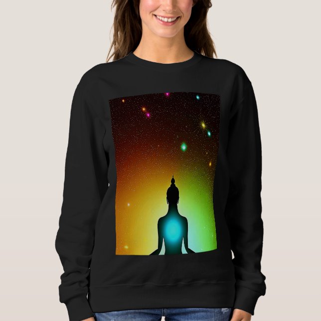Yoga Girl Female Sun Salutation Meditation Chakra  Sweatshirt (Front)
