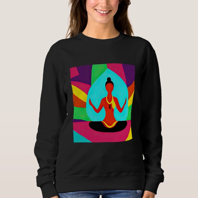 Yoga Girl Female Sun Salutation Meditation Chakra  Sweatshirt (Front)