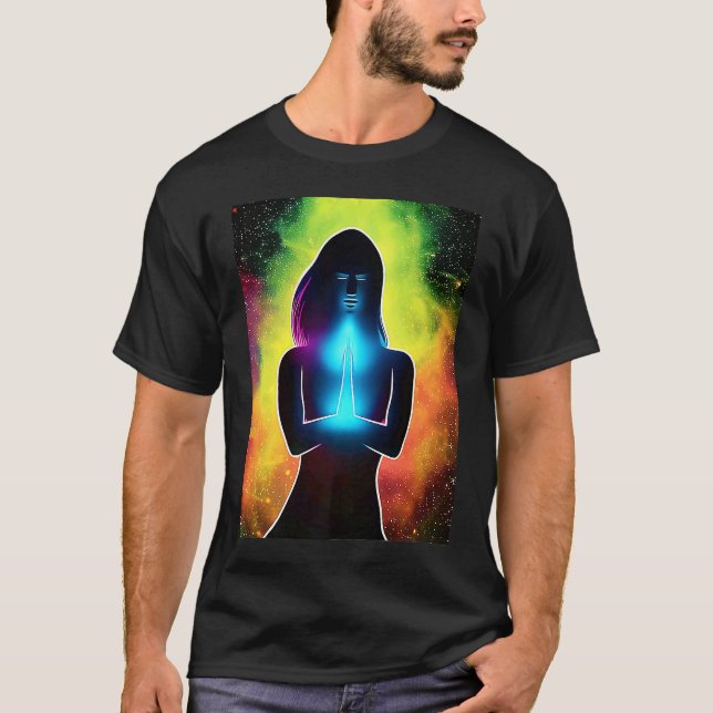 Yoga Girl Female Sun Salutation Meditation Chakra  T-Shirt (Front)