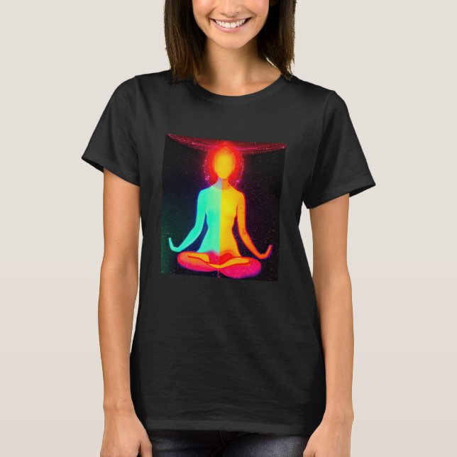 Yoga Girl Female Sun Salutation Meditation Chakra  T-Shirt (Front)