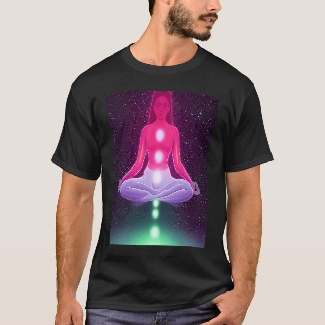 Yoga Girl Female Sun Salutation Meditation Chakra  T-Shirt (Front)