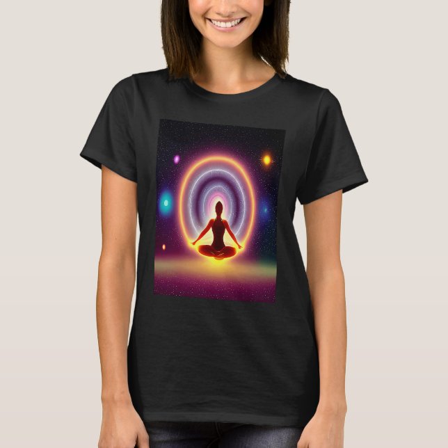 Yoga Girl Female Sun Salutation Meditation Chakra  T-Shirt (Front)