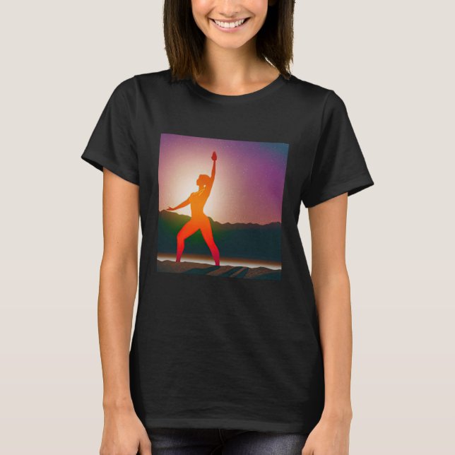 Yoga Girl Female Sun Salutation Meditation Chakra  T-Shirt (Front)