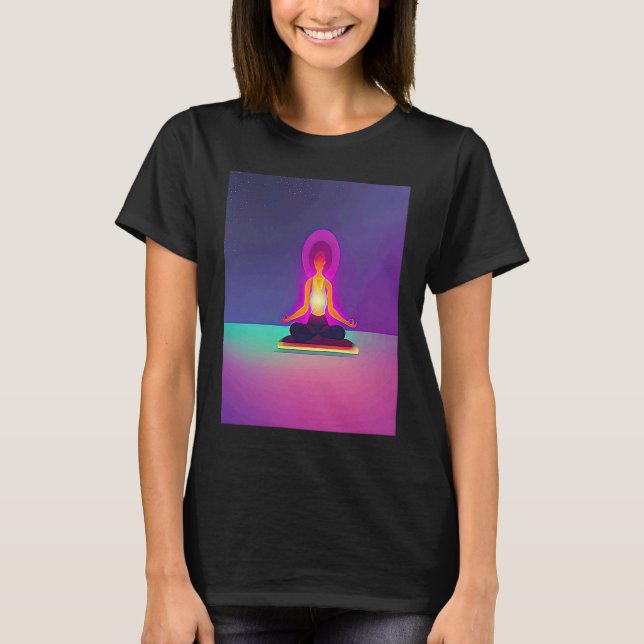 Yoga Girl Female Sun Salutation Meditation Chakra  T-Shirt (Front)